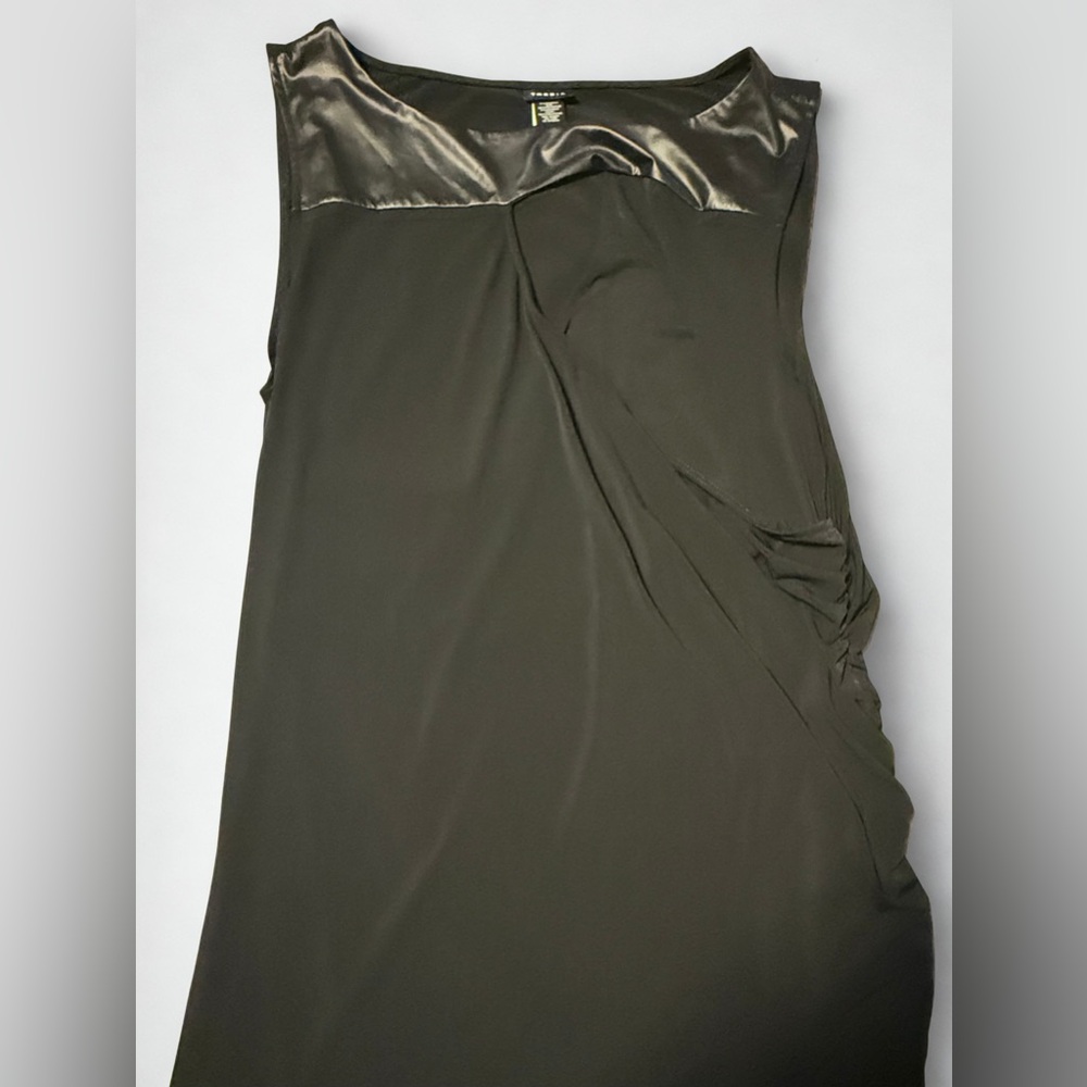 Torrid Womens Plus Size 3 Black Sleeveless Draped Top Faux Leather Trim Ruching